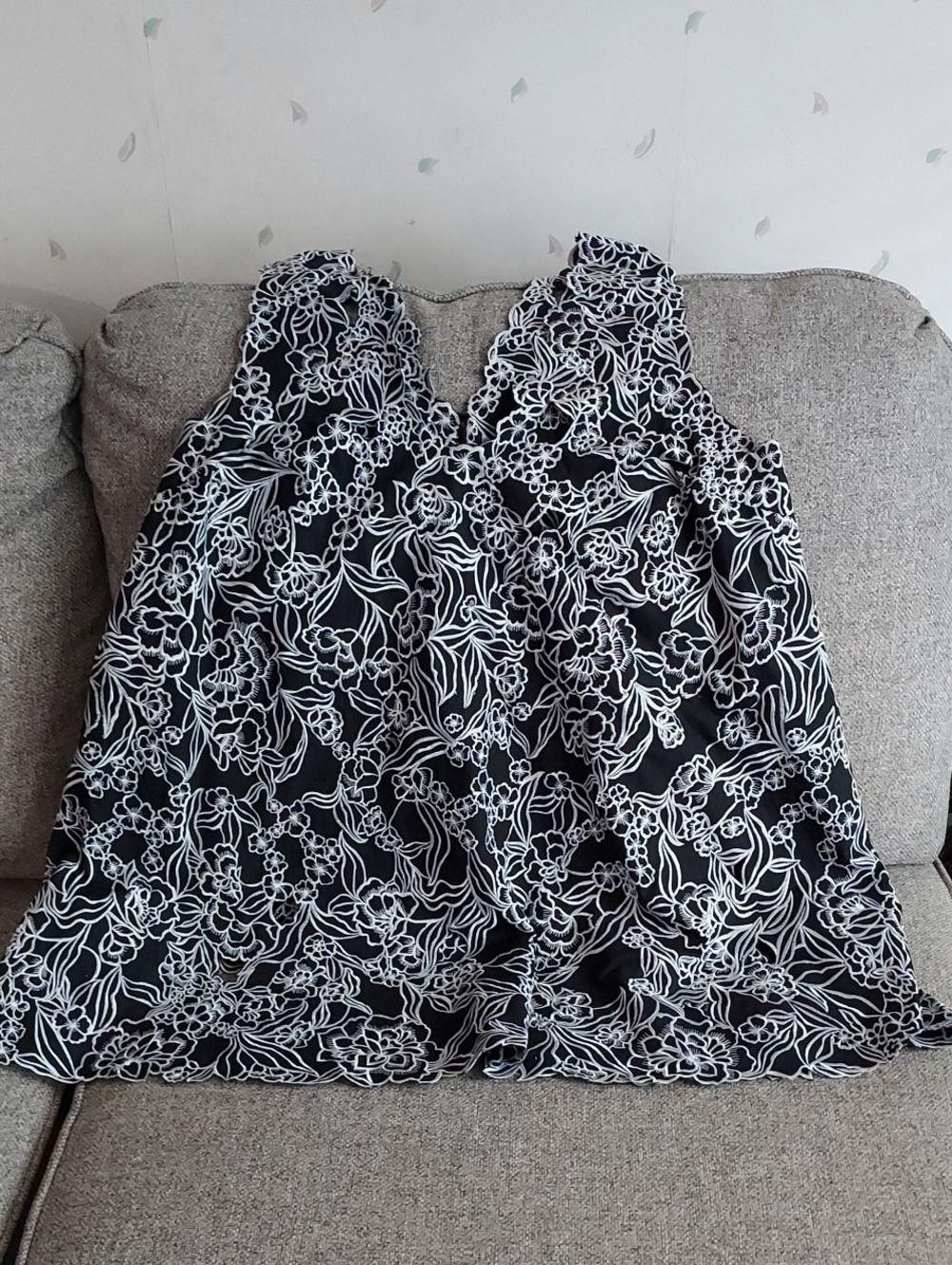 Anthropologie Black & White Floral Lace Dress